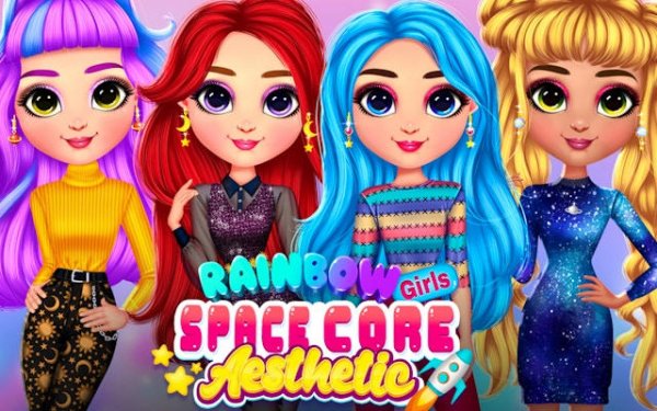 Rainbow Girls Space Core Aesthetic Dress Up Game